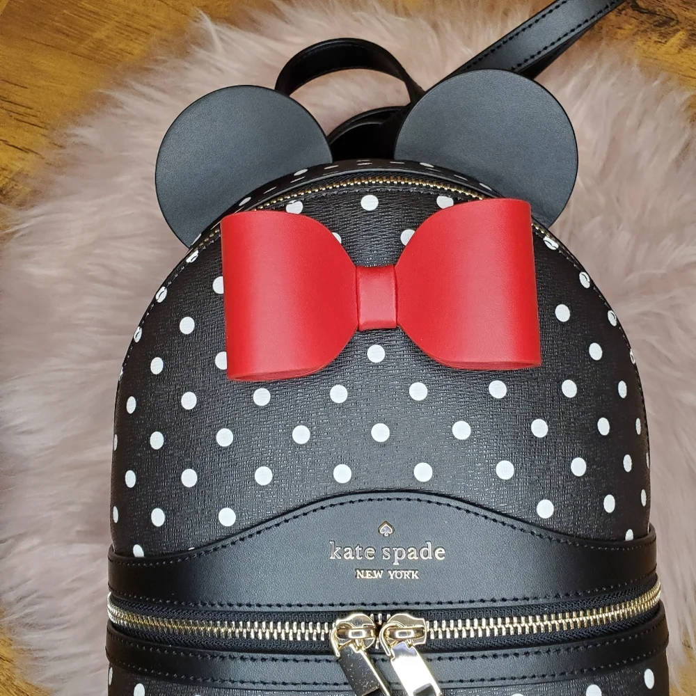 NWT Kate Spade x Disney Minnie Dome Backpack Polka Dot Leather